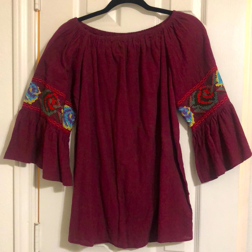 Boho burgundy top
